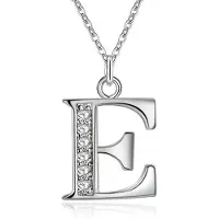 LGT JWLS Zilverkleurige Letter E Dames Ketting met Zirkonia