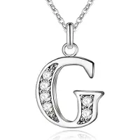 LGT JWLS Zilverkleurige Letter G Dames Ketting met Zirkonia