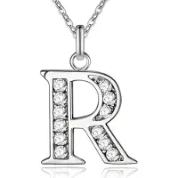 LGT JWLS Zilverkleurige Letter R Dames Ketting met Zirkonia