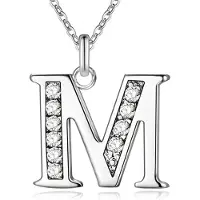 LGT JWLS Zilverkleurige Letter M Dames Ketting met Zirkonia