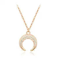 LGT JWLS Goudkleurige Edelstaal Dames Ketting met Maan Zirkonia Hanger