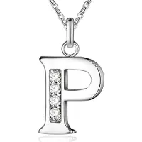 LGT JWLS Zilverkleurige Letter P Dames Ketting met Zirkonia
