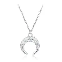 LGT JWLS Zilverkleurige Edelstaal Dames Ketting met Maan Zirkonia Hanger
