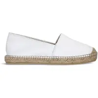 Manfield Witte leren espadrilles | Maat 40