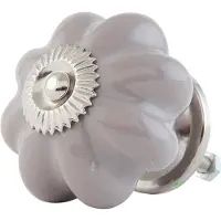 Clayre & Eef Deurknop Ø 4 Cm Grijs Keramiek Meubelknop Kastknop Grijs Meubelknop Kastknop