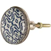 Clayre & Eef Deurknop Ø 5 cm Blauw Ijzer Rond Meubelknop Kastknop Blauw Meubelknop Kastknop