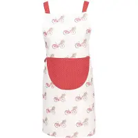 Clayre & Eef Keukenschort Kinderen 48x56 cm Rood Wit Katoen Fiets Kookschort Rood Kookschort