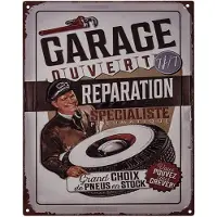 Clayre & Eef Tekstbord 20x25 cm Beige Bruin Ijzer Garage Wandbord Beige Wandbord