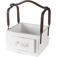Clayre & Eef Witte Mand van hout 24*19*28 cm 6H1915W