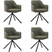 Bronx71 Industriële eetkamerstoel Dex olijfgroen eco-leer - Eetkamerstoelen set van 4.