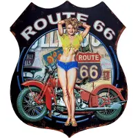 Clayre & Eef Tekstbord 30x35 cm Zwart Ijzer Route 66 Wandbord Zwart Wandbord