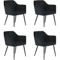 Bronx71 Velvet eetkamerstoel Fiona zwart - Eetkamerstoelen set van 4.