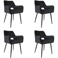 Bronx71 Velvet eetkamerstoel Mika antraciet - Eetkamerstoelen set van 4.