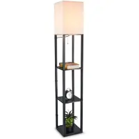 Zenzee vloerlamp - Staande lamp - Stalamp - Modern - Met opbergruimte - 26L x 26B x 160H cm - Zwart- Effen