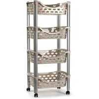 Forte Plastics Keukentrolley/roltafel 4 laags kunststof beige 40 x 88 cm - Opberg trolley