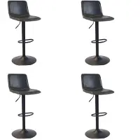 Bronx71 Industriële Barkruk Texas leer antraciet 60 - 76 cm - draaibaar - Barkrukken set van 4.