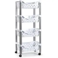 Forte Plastics Keukentrolley/roltafel 4 laags kunststof wit 40 x 88 cm - Opberg trolley