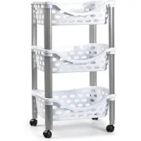 Forte Plastics Keukentrolley/roltafel 3 laags kunststof wit 40 x 65 cm - Opberg trolley