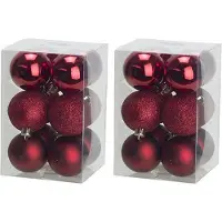 COSY&TRENDY 24x Donkerrode kunststof kerstballen 6 cm - Mat/glans - Onbreekbare plastic kerstballen - Kerstboomversiering donkerrood