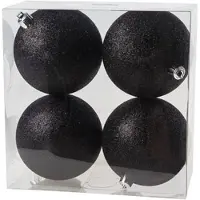 COSY&TRENDY 8x Zwarte kunststof kerstballen 10 cm - Glitter - Onbreekbare plastic kerstballen - Kerstboomversiering zwart