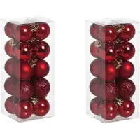 COSY&TRENDY Cosy & Trendy Kerstballen mini - 40x - rood - D3 cm - kunststof - kerstversiering - Onbreekbare plastic kerstballen