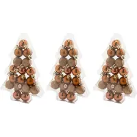 COSY&TRENDY 51x stuks kleine kunststof kerstballen koper 3 cm mat/glans/glitter - Onbreekbare plastic kerstballen - Kerstversiering