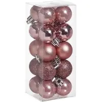 COSY&TRENDY 40x Roze kunststof/plastic mini kerstballen 3 cm - Mat/glans/glitter - Onbreekbare plastic kerstballen - Kerstboomversiering roze
