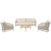4 Seasons Outdoor Puccini stoel bank loungeset 4 delig rope latte