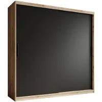 Meubella Kledingkast zwart eiken - 200x62x200 Kleerkast schuifdeuren