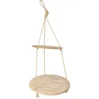 Clayre & Eef Plantenhanger Ø 56x110 cm Bruin Hout Rond Hangpot Bruin Hangpot