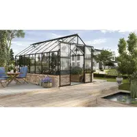 Vitavia Tuinkas Cassandra 11500 + Basis Zand - Veiligheidsglas 3mm - Zwart - 257x448x249cm