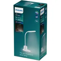 Philips Functionele Bureaulamp Bucket, Wit, Kunststof, Geschikt voor slaapkamer, woonkamer, kantoor, Modern design, IP20, Beschermingsklasse III