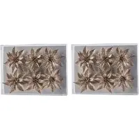 COSY&TRENDY Cosy & Trendy Bloemen op clip - 18x st - champagne - glitter - 8 cm - kerstversiering - kerstbloemen