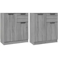 vidaXL Dressoirs 2 st 60x30x70 cm bewerkt hout grijs sonoma eiken