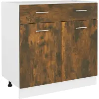 vidaXL Onderkast met lade Lyon 80x46x81,5cm bewerkt hout gerookt eiken