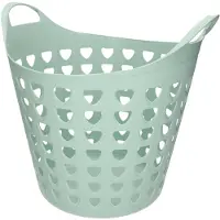 Excellent houseware Flexibele wasmand - 26 liter - kunststof - groen - D45 x H40 cm - Wasmanden