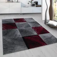 Muratap Plus vloerkleed laagpolig tapijt woonkamer grijs / rood- 140x200 cm