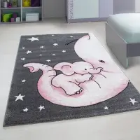 Muratap Kids olifant vloerkleed kinderkamer roze / laagpolig- 80x150