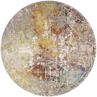 Muratap Picasso feraghan vintage rond vloerkleed multi / beige laagpolig-