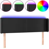 vidaXL Hoofdbord LED 147x16x78/88 cm kunstleer zwart