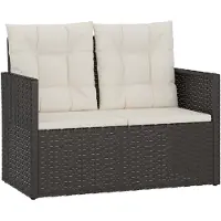 vidaXL Tuinbank met kussens 105 cm poly rattan zwart