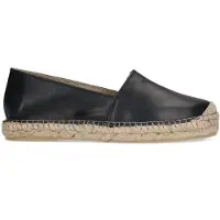 Manfield Zwarte leren espadrilles | Maat 36