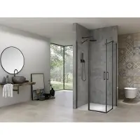 Van Rijn Products ST02LP320 Douchecabine Hoekinstap 100cm X 100cm Zwart - Veiligheidsglas - Douche, Douchecabines