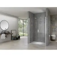 Van Rijn Products ST02LP200 Douchedeur 130cm 2-delig - 60/70 Deur/zijwand - Chroom - Veiligheidsglas - Douche, Douchedeuren