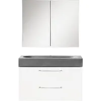 Differnz Somero badmeubelset 60cm spiegelkast hoogglans wit beton