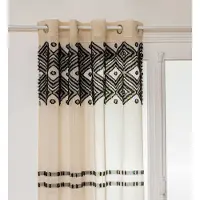 Atmosphera Gordijn Sama Etnik - Kant en klaar met ringen - Beige - 140 x 240 cm - Transparant