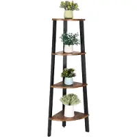 Acaza Boekenkast - hoekkast - 4 legplanken - 34x125x34 cm - vintage bruin