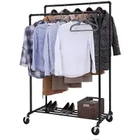 Acaza Mobiel kledingrek - 2 rails - zwart