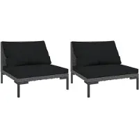 vidaXL Tuinbanken 2 st met kussens halfrond poly rattan