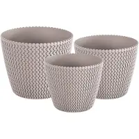 Prosperplast Plantenpotten/bloempot set 3x mix formaten kunststof taupe 30/26/22 cm - Plantenpotten